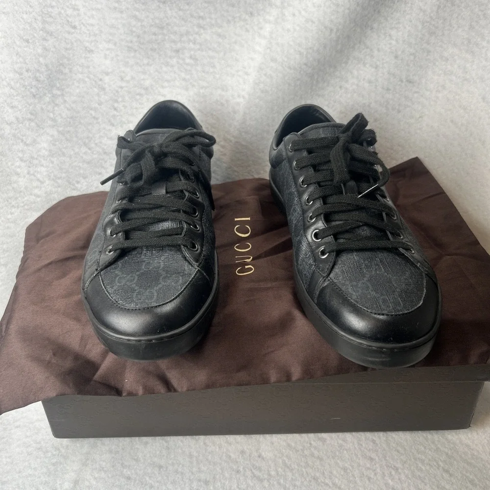 Gucci BROOKLIN Low Top Sneakers Black GG Monogram US Men's 11 (Marked 9) 11